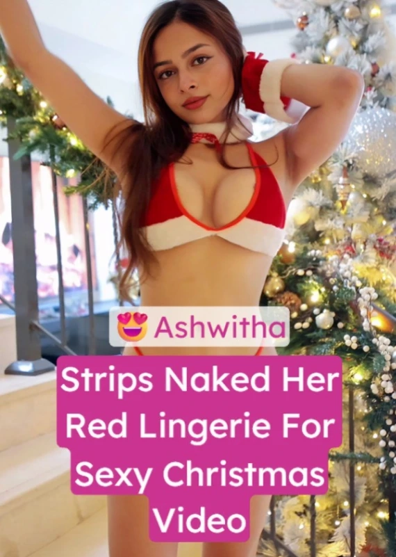 Ashwitha Strips Christmas Bikini and Jiggles Big Boobs – Nude Video