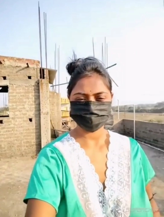 Indian wife flashes big boobs and uses a vibrator outdoors in public.